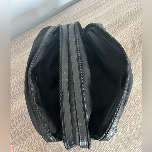 PRADA Re Nylon Saffiano leather travel pouch dopp kitt makeup bag black zip up - Picture 10 of 10